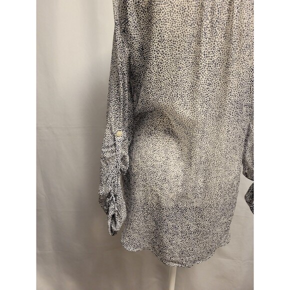 Diane Von Furstenberg Blouse Womens 8 Silk Chiffon Roll Tab Sheer Lightweight - Picture 3 of 13